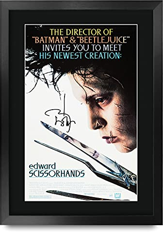 HWC Trading Edward Scissorhands A3 Gerahmte Signiert Gedruckt Autogramme Bild Druck-Fotoanzeige Geschenk Für Johnny Depp Filmplakat Fans