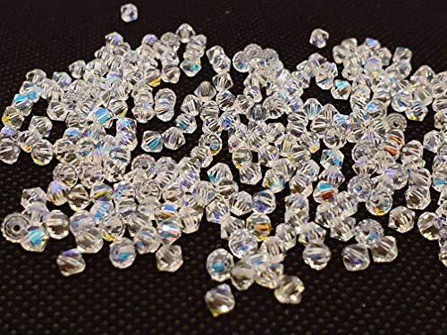 Perlin Preciosa Böhmische Kristallperlen 3mm Doppelkegel Tschechische Perlen Glasschliffperlen Glasperlen Druckperlen 100 Stk (Crystal)