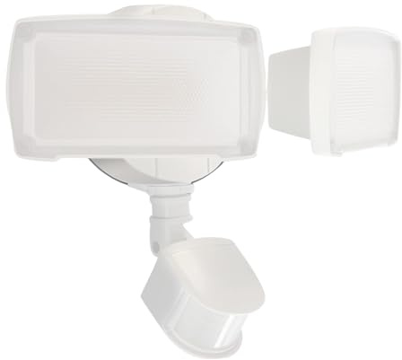 UME 19W LED Security Lights Motion Sensor Light Outdoor, 2000LM Motion Flood Light, 5000K, IP65 Waterproof, 2 Adjustable Head Motion Detector Security Light for Exterior,Outside,Garage,Yard(White)