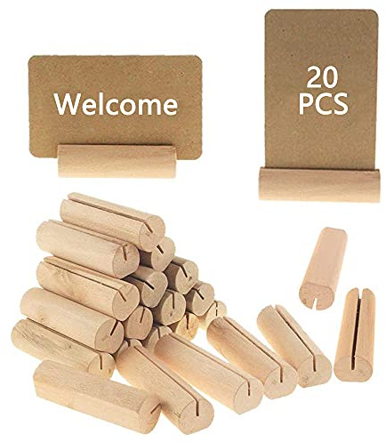 20 Stücke Tischkartenhalter aus Holz, Platzkartenhalter Fotoständer, Fotohalter, Tischkartenhalter, Holz Kartenhalter, Kartenhalter aus Holz für Hochzeitsfeier und Heimtextilien