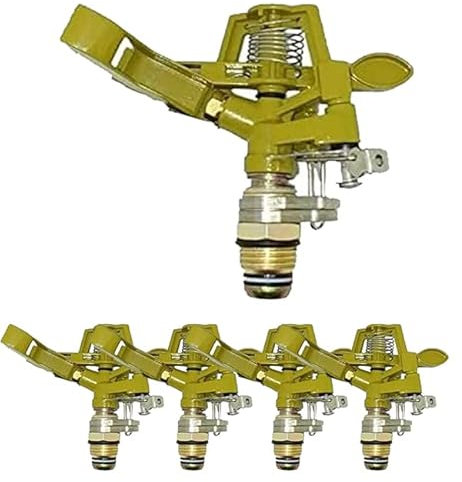 Suinga Pack 5 Aspersor de Riego Ajustables Latón Zinc 1/2'' | Alcance 7-12,5m | Caudal 9-20 L/min | Aspersor de Riego Agricola | Aspersores de Jardin