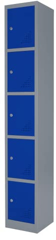 The Workplace Depot 5 Door Heavy Duty Locker Solid Steel Construction Ventilation Design Secure Key Lock Storage Solution Office or Warehouse (5 Door, Blue)