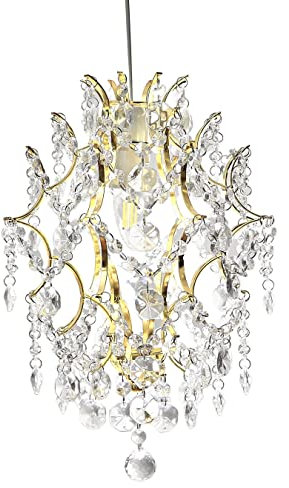 Loxton Lighting EasyFit Cut Glass Crystal Sphere Chandelier - Gold Frame - for Living Room Bedroom Hallway lampshade