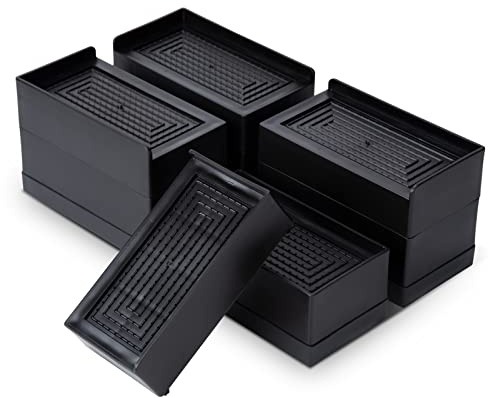 4 Pieces Adjustable Bed Risers, 3 Inch Heavy Duty Furniture Risers for Sofa | Stackable Furniture Risers with Storage, Lifts up to 1100lbs, for Tables, Chairs & Couches (Black)