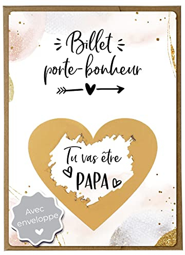Joli Coon Karte zum Rubbeln der Schwangerschaft Papa Original – Du wirst Papa sein mit Umschlag – Ankündigung Schwangerschaft Papa