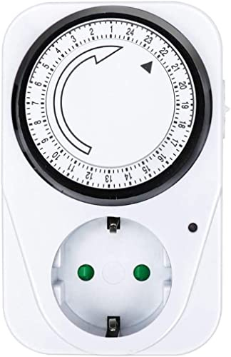 Temporizador analógico para Interior. Enchufe programable - Enchufe Reloj Programador Semanal | Temporizador mecánico | Programador Diario | Enchufe Temporizador
