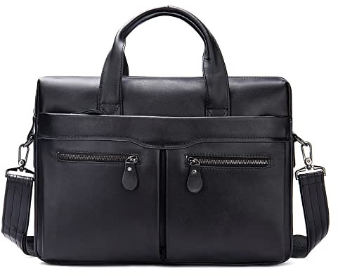 Herren Laptoptasche Arbeitstasche Handtasche, Herren Aktentasche 14 Zoll Laptop Portfolio Satchel Business Bag Büro Umhängetasche Handtasche Echtes Leder Umhängetasche Laptop Businesstasche Schulterta