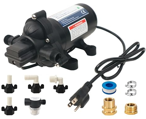 KENCIT T33 Automatic On-Demand Diaphragm Pump 115Vac, 4.0GPM, 45PSI, Industrial Water Pressure Pump for Kitchen, Bathroom, RV, Marine Yacht, Caravan, Garden
