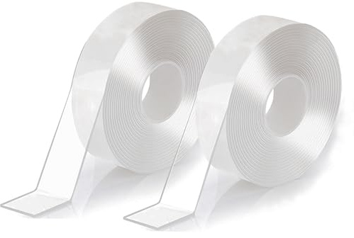 Snnshun 2 Rolls Clear Curtain Rod Slide Tape, Drapery Ring Smoothing Film