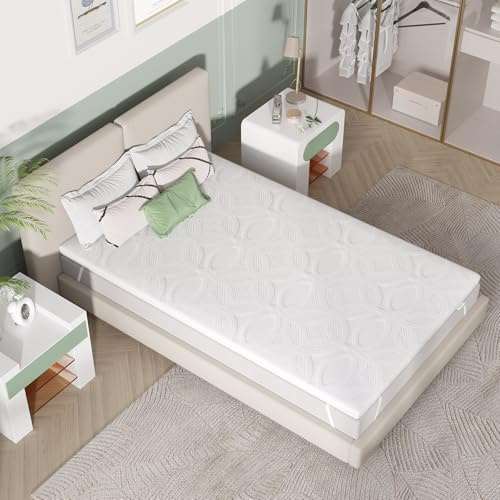 Novilla Topper Matrimoniale 120x190 Memory Foam e Schiuma Traforata 5cm | Comfort, Tessuto Traspirante e Delicato Sulla Pelle con Elastiche Antiscivolo, Sfoderabile e Lavabile Oeko-TEX