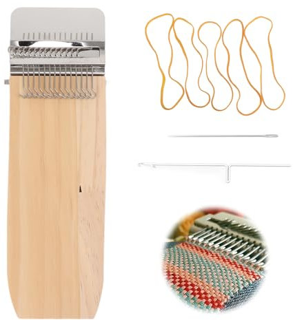 Tissting Kleine Webstuhl Set, Mini Handwebstuhl Maschine Loom Speedweve Stopfwerkzeug mit 14 Haken und Holzbrettern, DIY Webwerkzeuge für Stricken Nähen Socken, Kleidung