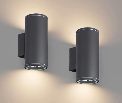 styriaLUX 2x GU10 up & down Aussenleuchte rund Wandleuchte innen/außen - Aluminium Anthrazit für LED oder Halogen Leuchtmittel Außenwandleuchte 1457