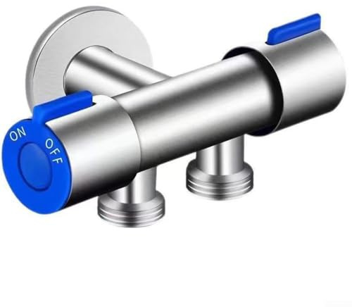 DAZZLEEX Grifo de agua de doble manija de acero inoxidable con válvula triangular para baño y lavadora