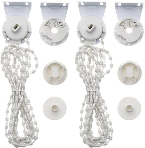 eMagTech 2 Sets Roller Blind Holder for 38mm Hole Diameter Roller Blind Control Head with Bead Chain Roller Blind Fittings for Fixing Curtain Blinds Shades Windows