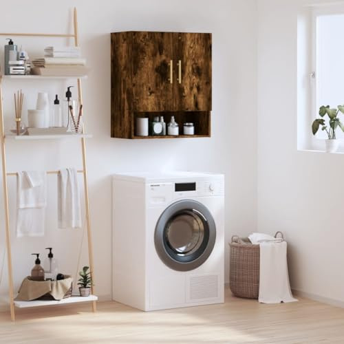 AUVYI Armoire De Rangement en Bois D'ingénierie 60x31x70 cm Chêne Fumé - Meuble Mural Flottant Suspendu pour Salle De Bain et WC