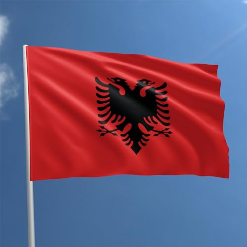 Bandiera Albanese 90 x 150 cm - Bandiera Albania Poliestere con Passante Per L'Asta Resistente alle Intemperie Colore vivido e Adatto per Uso Interno ed Esterno Flag (ALBANIA)