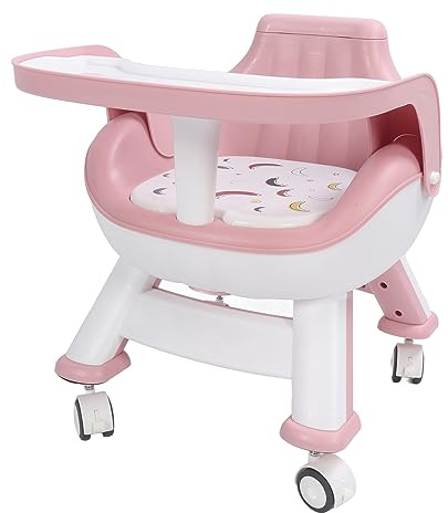 UPQRSG Babe Sitzerhöhung für Esstisch, Healthy Care Deluxe Sitzerhöhung, Babyfütterungssitz mit4 Feststellbaren Rädern, Rückenlehne, Schallkissen, Spine Guardion Kleinkind(Magenta)