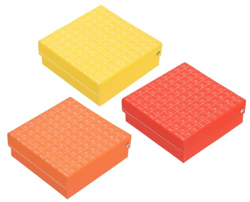 PATIKIL 6Pcs 100 Puits Boîte De Stockage Congélateur Jaune Rouge Orange | Pour Tubes De Centrifugeuse, Support En Carton Étanche, Pour Tubes De 0.5ml 1.5ml 1.8ml 2ml Flacons Échantillons