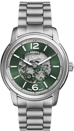 Fossil Heritage, orologio automatico da uomo, in acciaio inox, colore: argento (modello: ME3262), Argento, Heritage