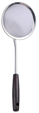 CIYODO Passoire Inox à Mailles Fines Avec Manche Bois Écumoire Pour Friture Cuillère à Filtrer Huile Et Aliments Ustensile De Cuisine Anti-éclaboussures Pour Filtrer Jus Et Résidus