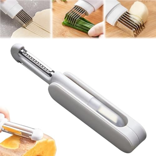Potato Peeler, 3 in 1 Rotary Vegetable Peeler & Julienne Peeler, Multifunctional Stainless Steel Speed Peeler for All Kinds of Vegetable & Fruit (1, White)