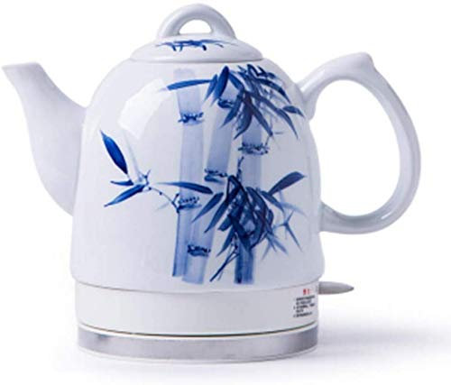 QHFTREX - Bollitore per tè Boccetta elettrica in Ceramica Senza Fili Bollitore Bianco Teiera Retro Brocca da 1,5 L, 1350 W Fa bollire l'acqua Velocemente per tè, caffè, zuppa, Farina d'avena Base
