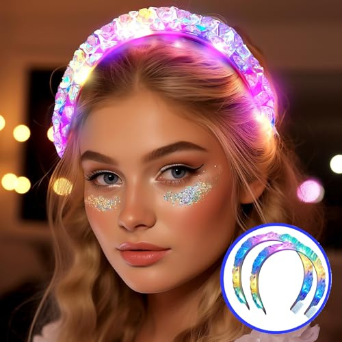Yeeteesy Leuchtendes Stirnband, Led Haarreif Haarteil, Party Haarschmuck für Damen Halloween, Weihnachten, Party Dekoration Festival Geburtstag Weihnachten Party Hochzeit (classical, M)