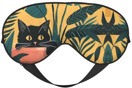 Schlafmaske, Katze, die sich in Topfpflanzen versteckt, Augenmasken für Schlaf, Schlafmasken für Frauen und Männer, Verdunkelungs-Augenabdeckungen für Reisen/Schlafen