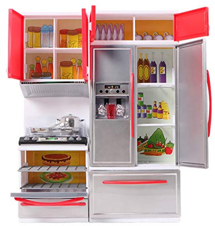 Generic Board Games for Children Kitchen Pretend Children Play Tools Mini Cooking Simulation Cabinets Set Dolls Education Alphabet Magnets for Toddlers (red, One Size)