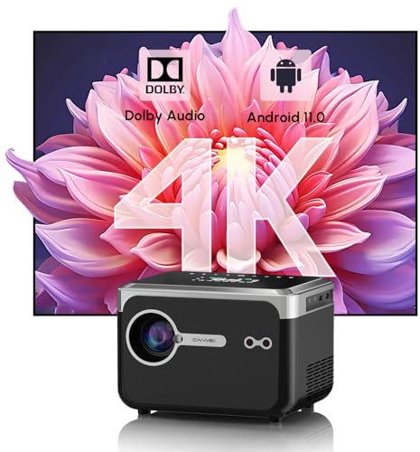 Portable Smart 4K Google TV Projector with 1200 ANSI Auto Focus Projector with Wifi6 and Bluetooth, HDMI eARC, Dolby Audio, NFC, Ceiling Mount for Bedroom/Apartments/Studios