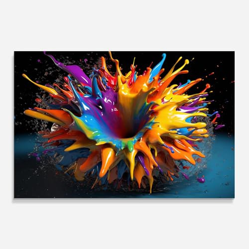 ARTHUB® Küchenrückwand aus Glas 80x120 cm, 4mm ESG | Spritzschutz, Glasplatte, Herdspritzschutz, Wandschutz für Herd, Hartglas, Abstrakte, Leuchtende Farben, 3D Color Splash