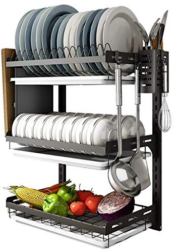 SaryEdge Nordic 3-Schicht Geschirrständer,201 Edelstahl Wand-Montiert Abtropfgestell,Geschirrständer für Lagerung(