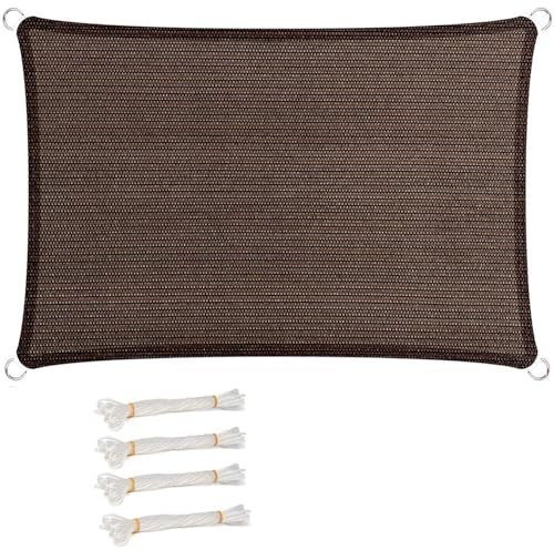 Tenda a Vela Rettangolare 150 x 200 cm, 95% Protezione Solare, Traspirante, Anti Uv, Antistrappo, Tenda da Sole Tenda da Sole Privacy, per Giardino, Terrazza, Marrone