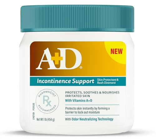 A+D Baume de protection contre l'incontinence et les éruptions cutanées – Traite et prévient les éruptions cutanées d'incontinence, apaise les peaux abrasives, technologie de neutralisation des odeurs