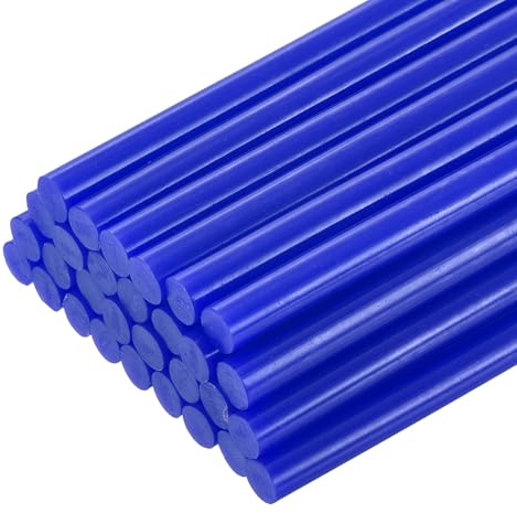 QUARKZMAN 30Pz Stick Colla a Caldo Dimensioni Standard per Pistola 7mm x 200mm Colla a Caldo Bastoncini Ricariche Piccoli e Molto Adesivi, Blu Brillante