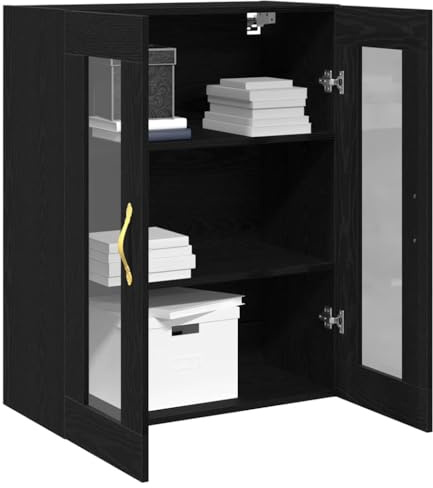 vidaXL Wall-mounted Cabinet Wall-mounted Black oak 69.5 x 34 x 90 cm, Living Room Storage, Wall-Mounted Rectangular Cabinet, Contemporary Design, Space-Saving Home Furniture Solution
