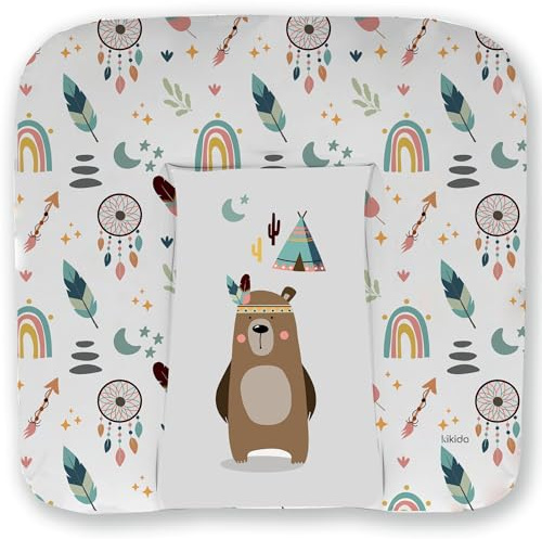 Kikido Materassino Fasciatoio 70x75 - Teddy - Cuscino Fasciatoio Lavabile per Cambio Pannolino - Materasso Fasciatoio Neonato per Cassettiera 75x70 - Universale e Impermeabile