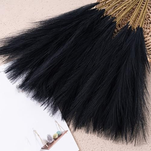 Künstliche Mini-Pampas-Schilfgras Blumen für dekorative Verwendung, perfekt für Hochzeits-Mittelstücke und Blumensträuße, leicht zu reinigen und zu pflegen (schwarz)