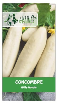 40 Graines de Concombre 'Mezzo Bianco' - Concombre Blanc d'Italie, Variété Croquante et Facile à Cultiver