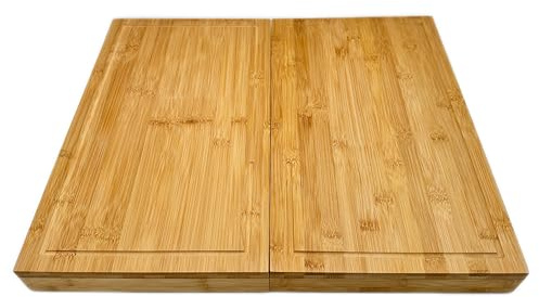 Cubre Vitrocerámica Universal- 100% bambú Antideslizante- Juego de 2 Tablas de Cortar de Madera Bambú Natural, Protector Encimera, Tapa Vitroceramica, Medidas: 56x55x4,5 cm