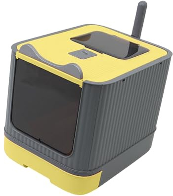 Aymzbd Caja de Arena para Gatos Cerrada, Orinal para Gatos, Entrada Superior, Desmontable, 17,5x13,5x14 Pulgadas, Cajón Extraíble para Ahorrar Espacio, Amarillo