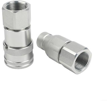 Raccord rapide hydraulique à face plate avec robinet de chasse d'eau, raccords rapides en acier au carbone et en acier inoxydable, pour connecteur hydraulique NPT compatible avec 1/4,