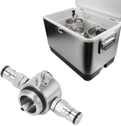 Pssopp Dispensador de Barril, Doble Bloqueo de Bola, Mini Barril de Cerveza de Acero Inoxidable 304 con Válvula de Seguridad de 45 PSI, Cabezal de Roscado Homebrew Growler para Sistemas