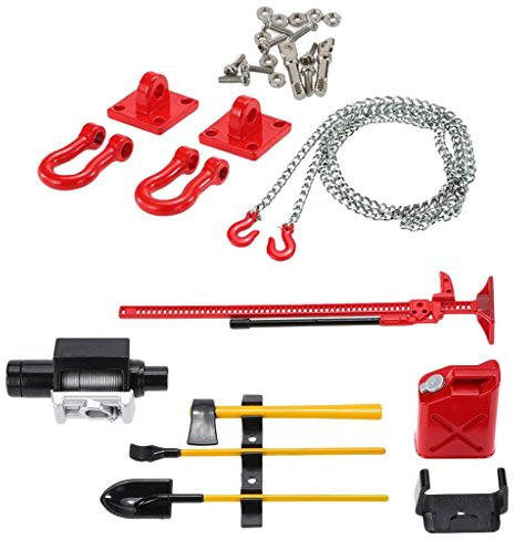 Backbayia Trailer Chain Tank Axe and Shovel Remote Control Simulation Tool Set RC Accessories