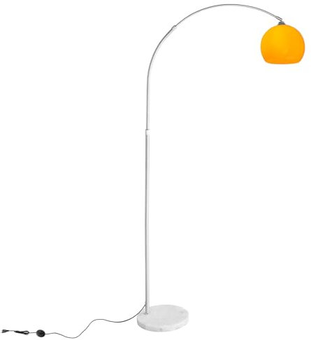 CCLIFE Lampe Lampadaire à arc salon courbée, Lampe arceau moderne en chrome Lampadaire sur pied marbre, Couleur: Orange, réglable en hauteur 130-180cm