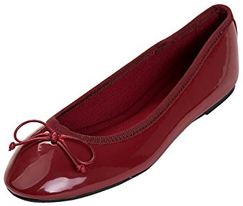 FEVERSOLE Women's Macaroon Colorful Memory Foam Cushion Insock Patent Ballet Flat Burgundy Size 7 M US