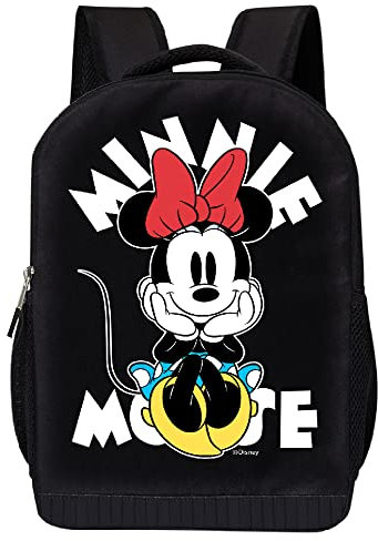 Disney Minnie Mouse schwarzer Rucksack für Damen und Kinder – 43,2 cm Air-Mesh-gepolsterter Damen-Rucksack für Schule und Reisen, Schwarz-Gelb, L