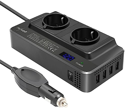 revolt Spannungwandler: 200W-Kfz-Wechselrichter Steckerleiste, 2X 230V, 4X USB, 400W Spitze (Spannungswandler Kfz, Steckdosenleiste, 220)