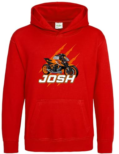Purple Print House Personalised Orange Motorcycle Hoodie Boys Custom Motorbike Racing Kids Hoody Sports Bike
