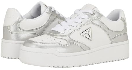 GUESS Miram sneakers för kvinnor, 10 M US, Vit Silver Multi 142, 40 EU